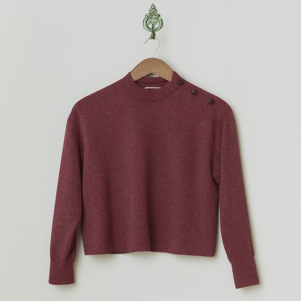 Lush Women’s Small Burgundy Mock Neck Pullover Lightweight Long Sleeve Top